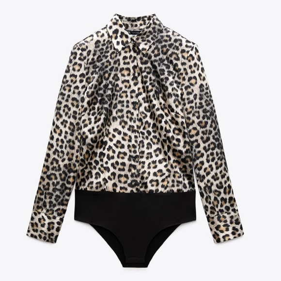 Zara Tops Nwt Zara Animal Print Bodysuit Poshmark